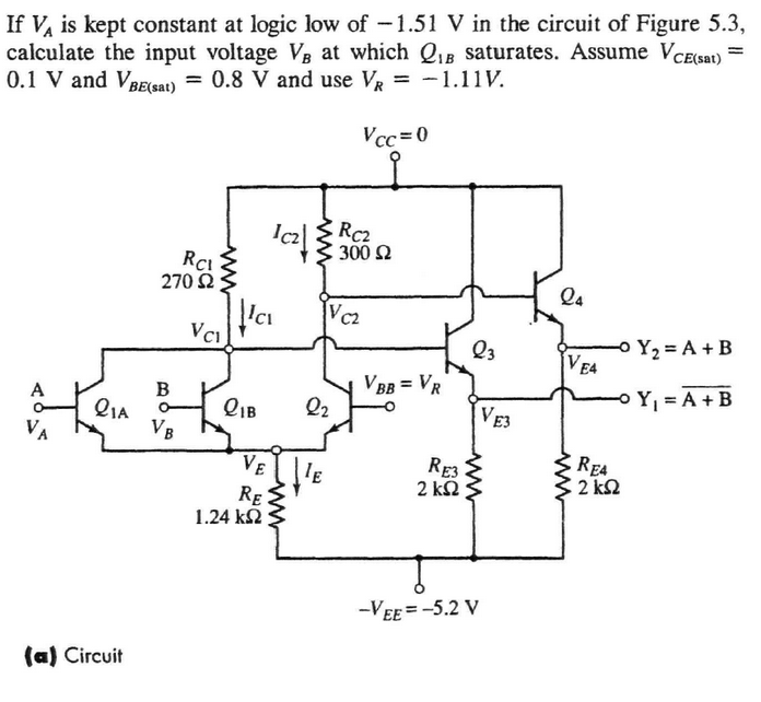 Solved If VA is kept constant at logic low of −1.51 V in the | Chegg.com