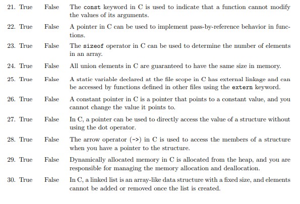 Solved 15. True False In C, the const keyword is only used | Chegg.com