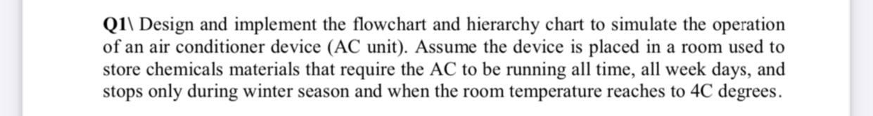 Solved Q1\ Design and implement the flowchart and hierarchy | Chegg.com