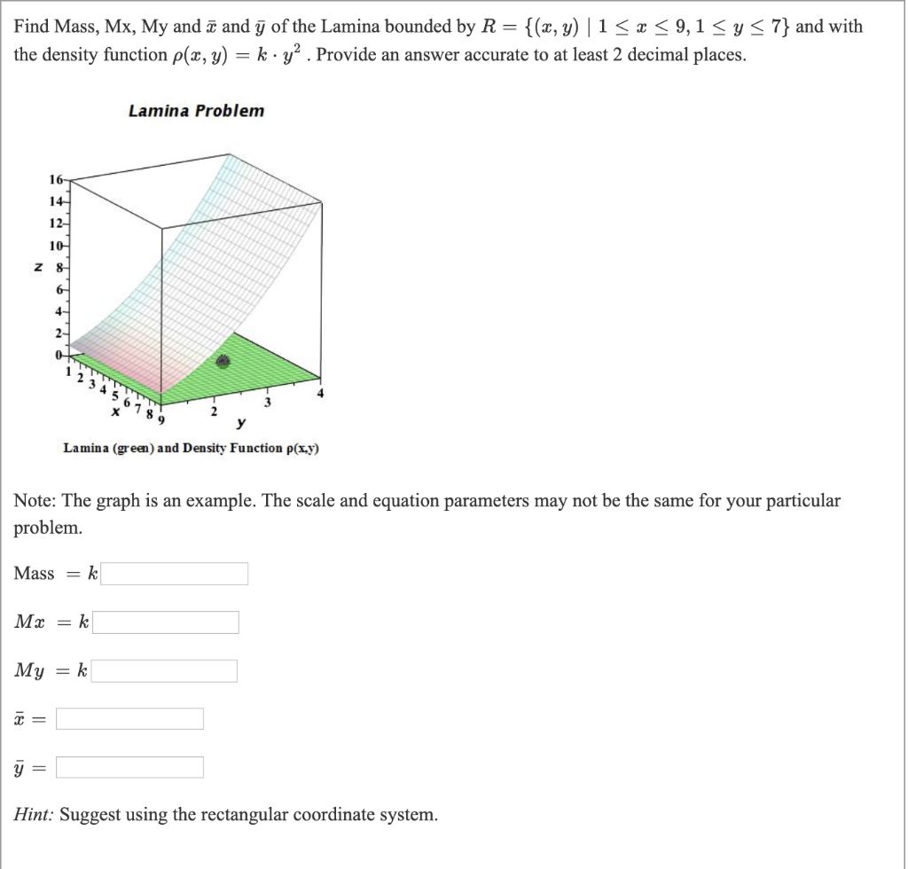 Solved Find Mass Mx My And A And Y Of The Lamina Bounde Chegg Com