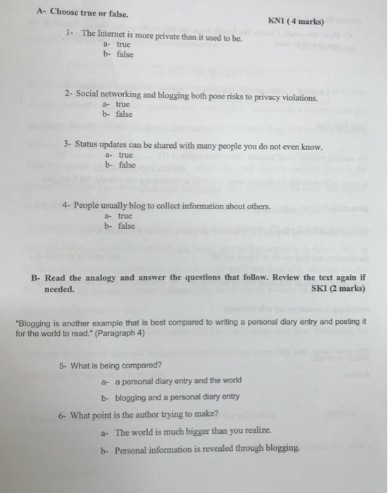 Solved Section A-Reading Comprehension. KNI, SK1 (10 marks ...