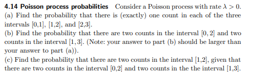 4.14 Poisson process probabilities Consider a Poisson | Chegg.com