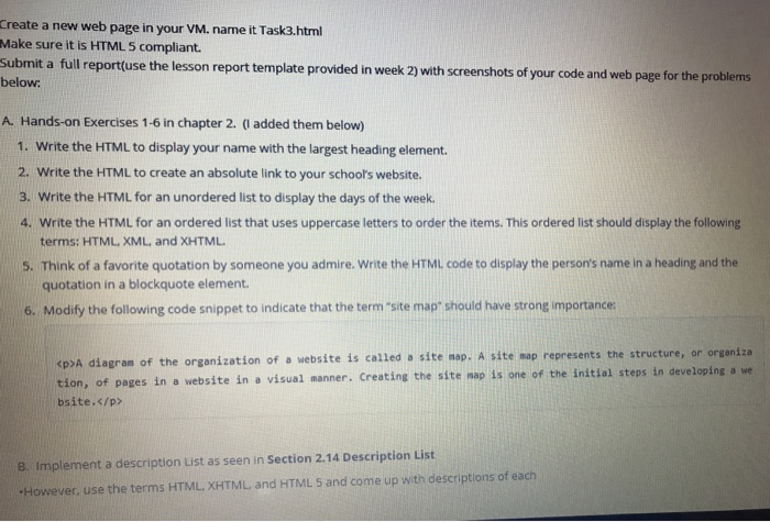 Solved Create a new web page in your VM. name it Task3.html | Chegg.com
