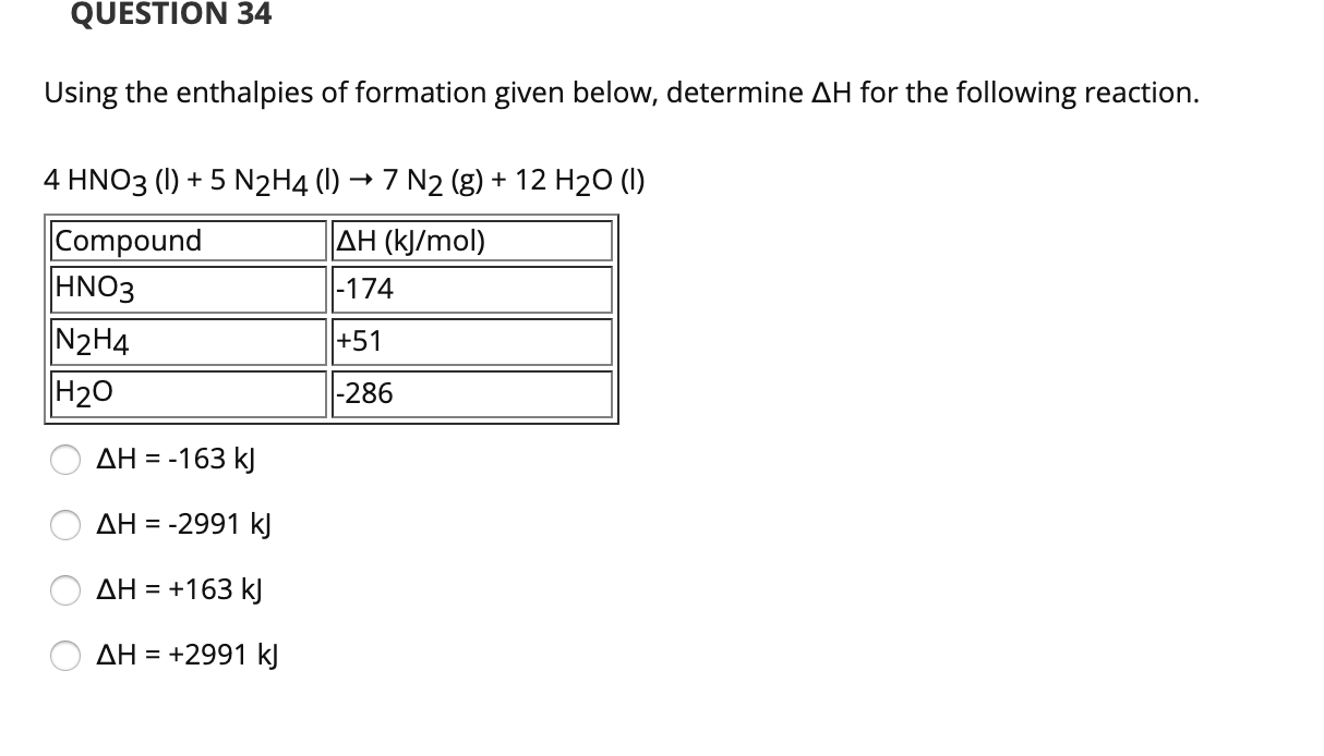 Solved Using The Enthalpies Of Formation Given Below, | Chegg.com