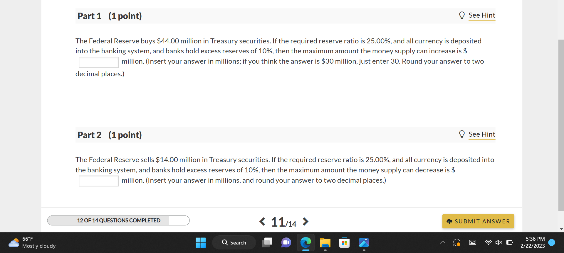 Solved The Federal Reserve Buys $44.00 Million In Treasury | Chegg.com