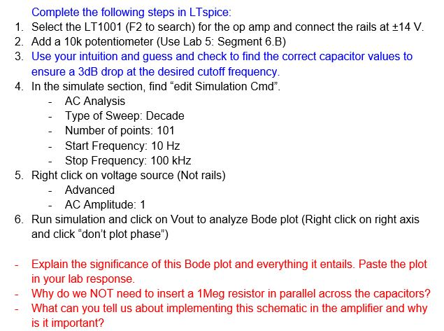 Complete The Following Steps In LTspice: 1. Select | Chegg.com