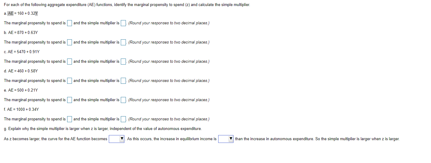 Solved For Each Of The Following Aggregate Expenditure A Chegg Com