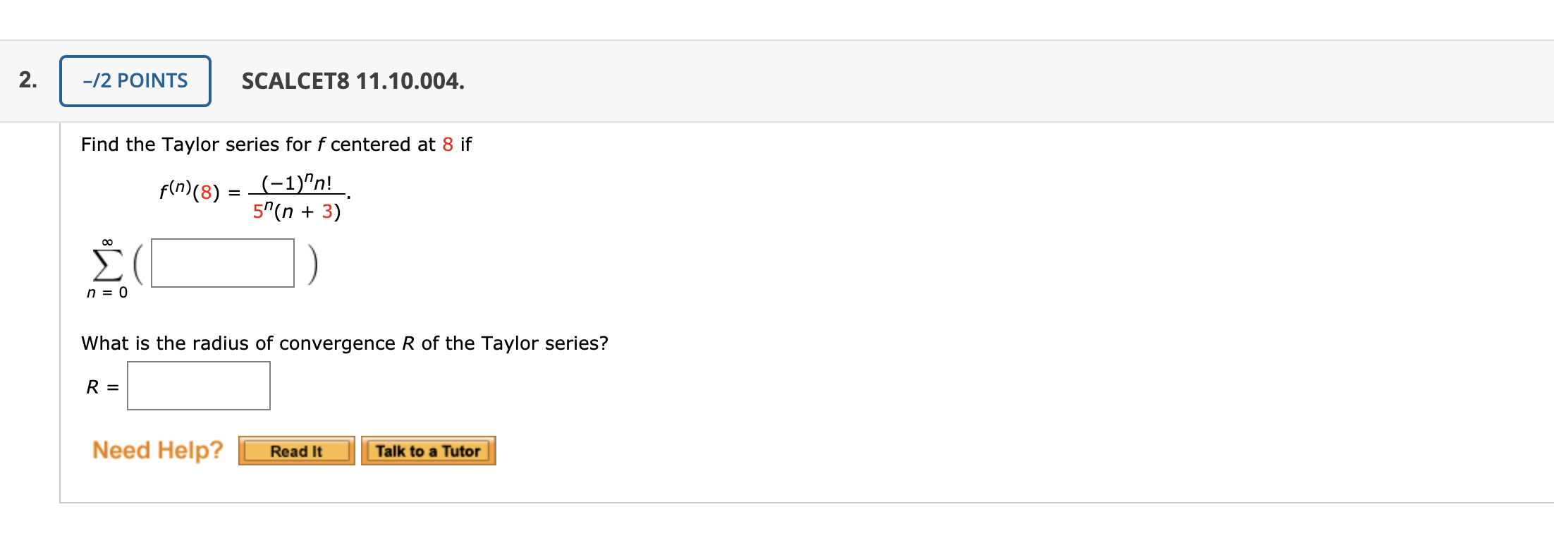 Solved 2 Points Scalcet8 11 10 004 Find The Taylor Ser Chegg Com
