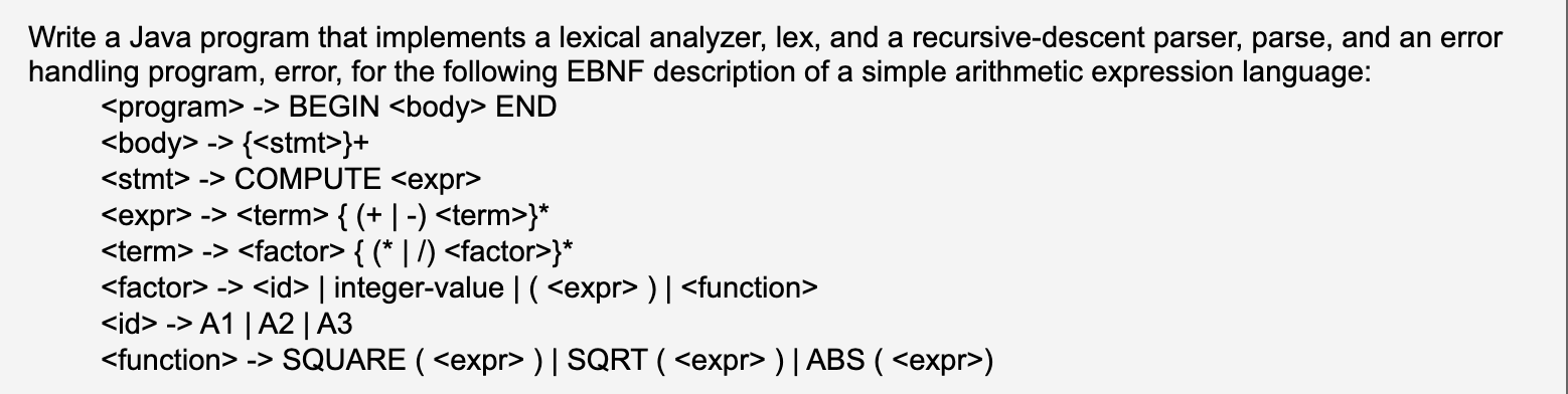 Solved Write a Java program that implements a lexical | Chegg.com