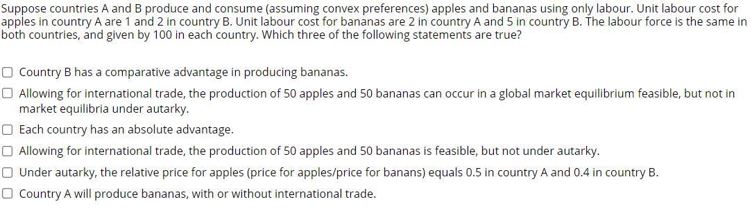 Solved Suppose Countries A And B Produce And Consume | Chegg.com