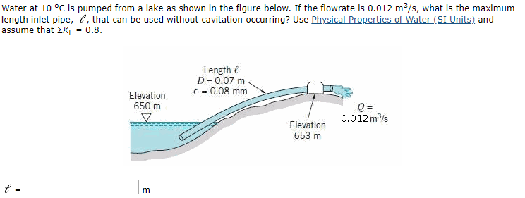 Solved Water at 10 °C is pumped from a lake as shown in the | Chegg.com