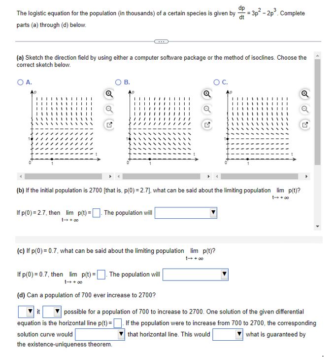 Solved The logistic equation for the population (in | Chegg.com