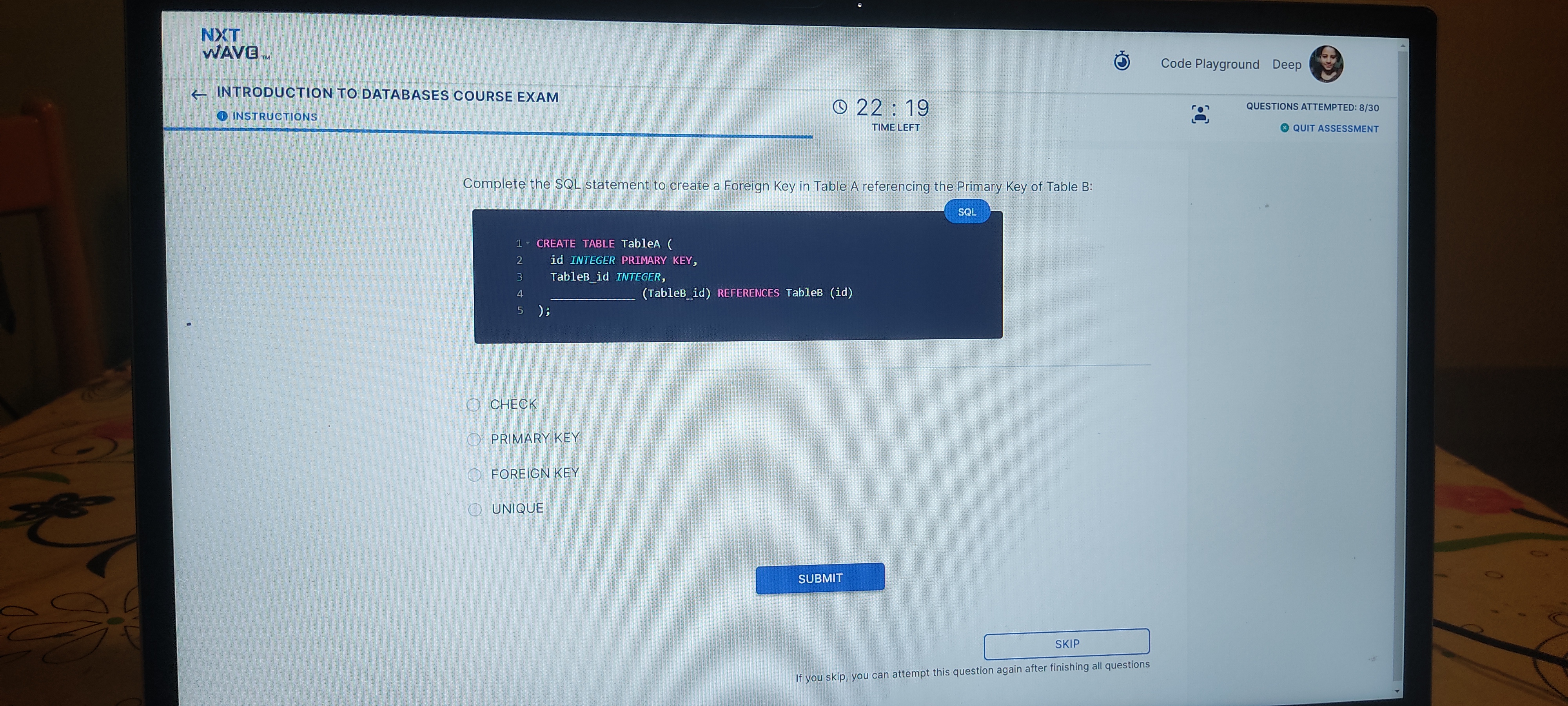 Solved Complete the SQL statement to create a Foreign Key in | Chegg.com
