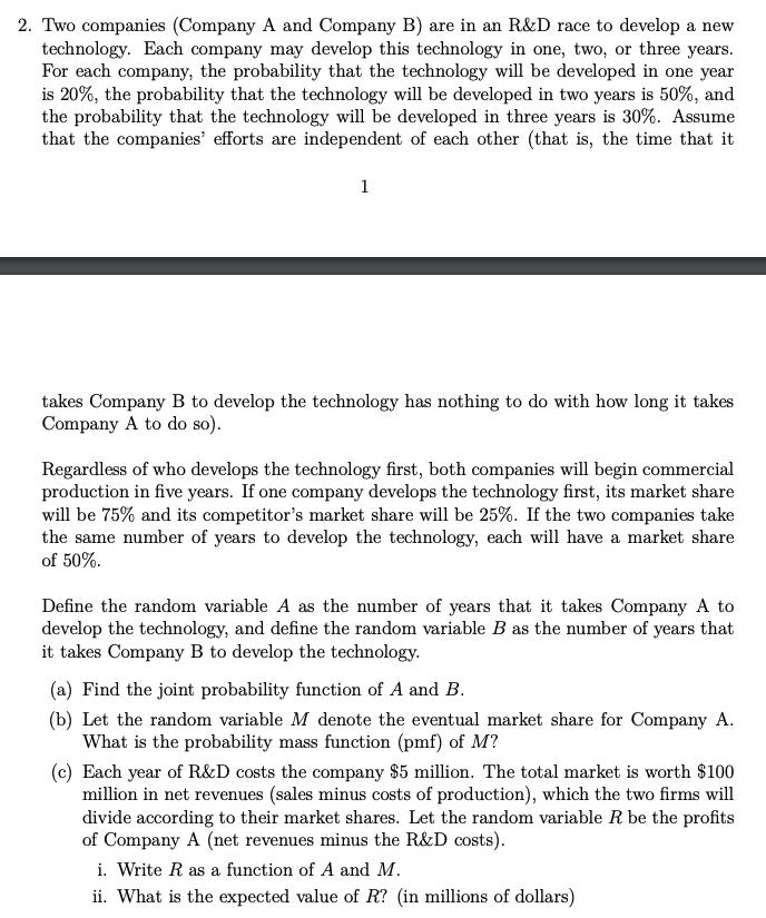 Solved 2. Two Companies (Company A And Company B) Are In An | Chegg.com