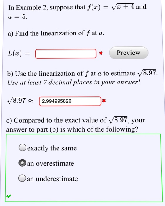 Solved In Example 2, suppose that f(x) = V,+4 and a = 5. a)