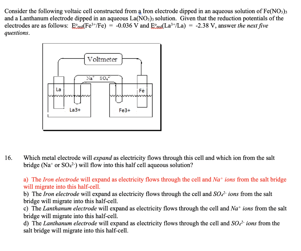 Solved Consider the following voltaic cell constructed from | Chegg.com