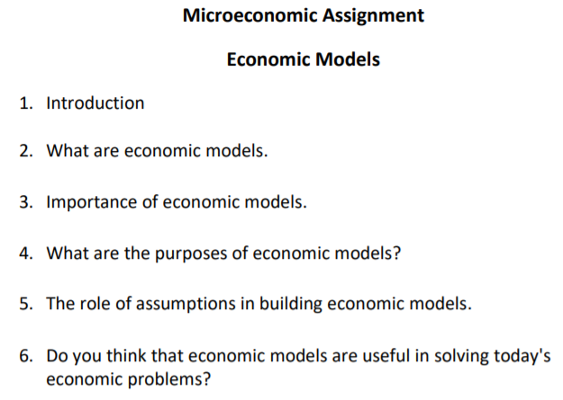 Solved Microeconomic Assignment Economic Models 1. | Chegg.com