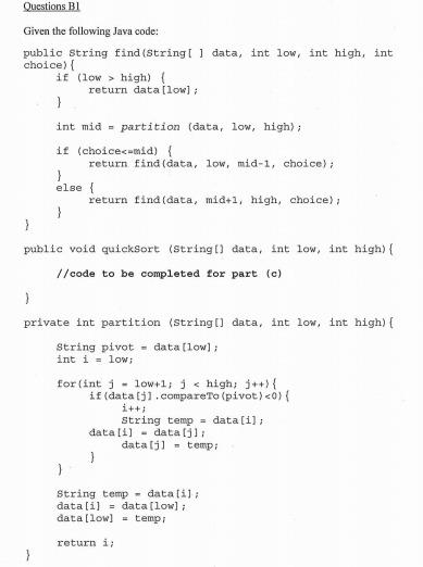 Solved Questions B1 Given the following Java code: public | Chegg.com