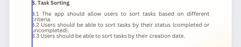 Solved Task Sorting: 3. Task Sorting 3.1 The app should | Chegg.com