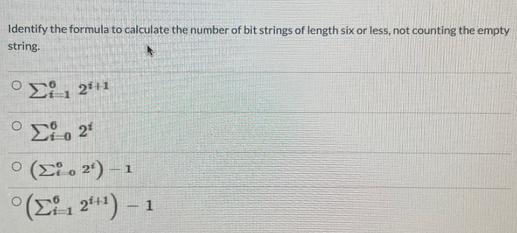 Solved Identify the formula to calculate the number of bit | Chegg.com