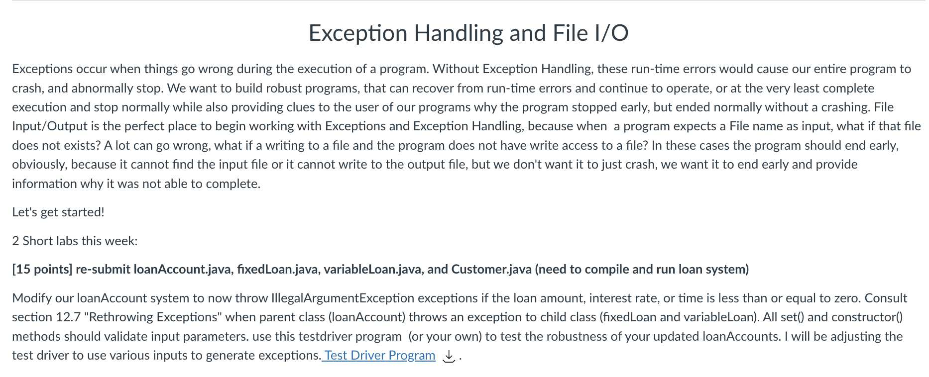 Solved Exception Handling and File I/O Exceptions occur when | Chegg.com