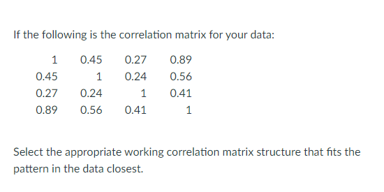 Solved If the following is the correlation matrix for your | Chegg.com