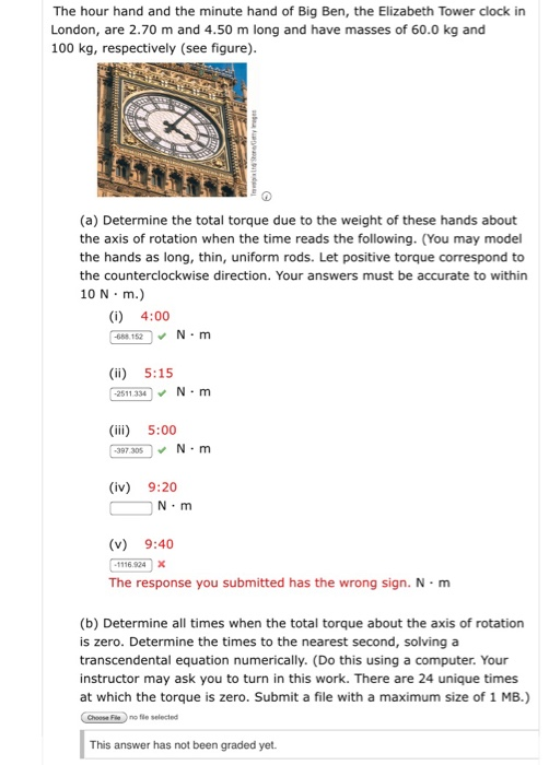 Solved The hour hand and the minute hand of Big Ben, the