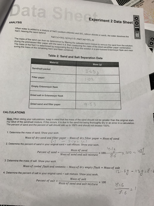 Experiment 2 Data Sheet slime Observations: Table 3: | Chegg.com