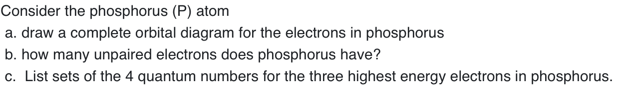 draw the energy orbital diagram of the phosphorus atom