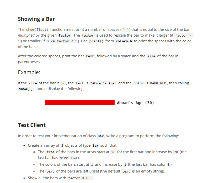 Part 1: A Bar for Charts! Points: 25% Required API | Chegg.com