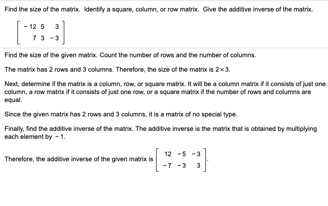 Solved 6.4.1 Find the size of the matrix. Identify a square