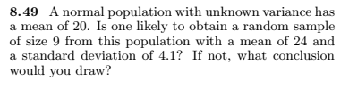 Solved A normal population with unknown variance has a mean | Chegg.com