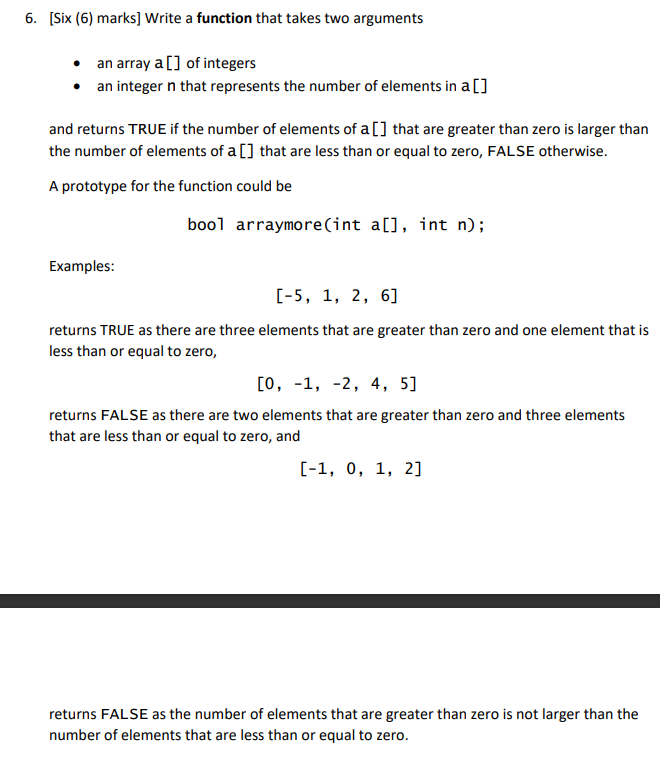 Solved 6. [Six (6) marks] Write a function that takes two | Chegg.com