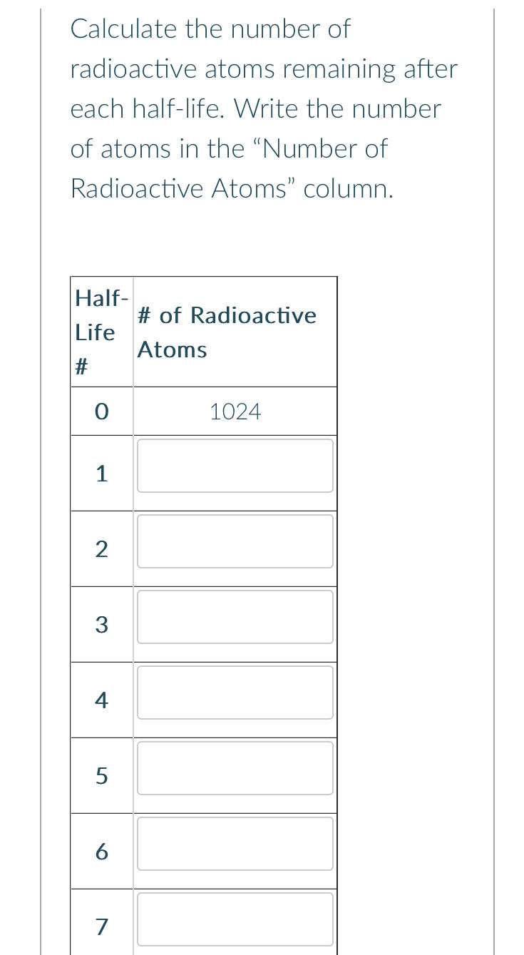 Solved Calculate the number of radioactive atoms remaining | Chegg.com