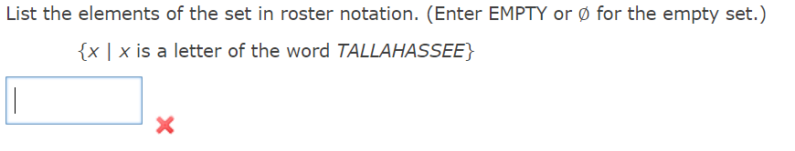 example of empty set in roster form