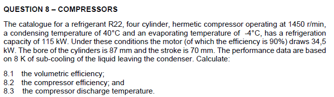 Solved QUESTION 8-COMPRESSORS The Catalogue For A | Chegg.com