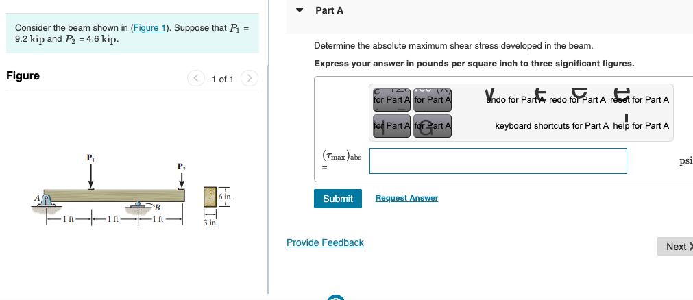 solved-consider-the-beam-shown-in-suppose-that-p1-9-2-kip-chegg