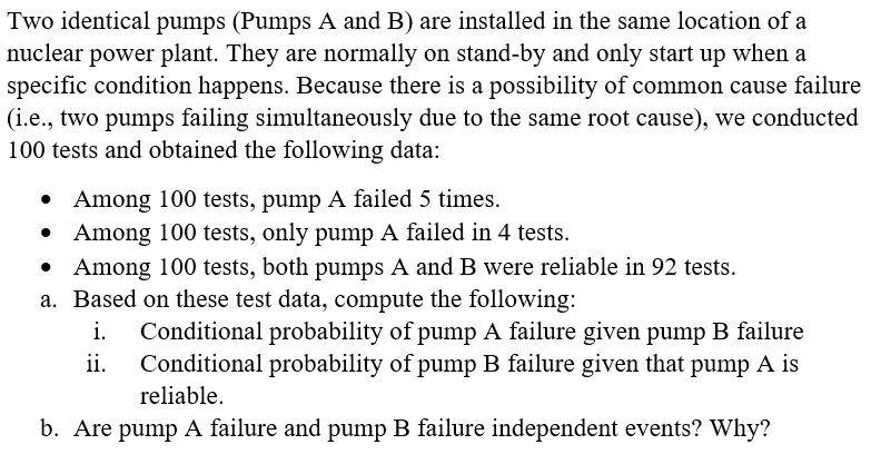 Solved Two Identical Pumps (Pumps A And B) Are Installed In | Chegg.com