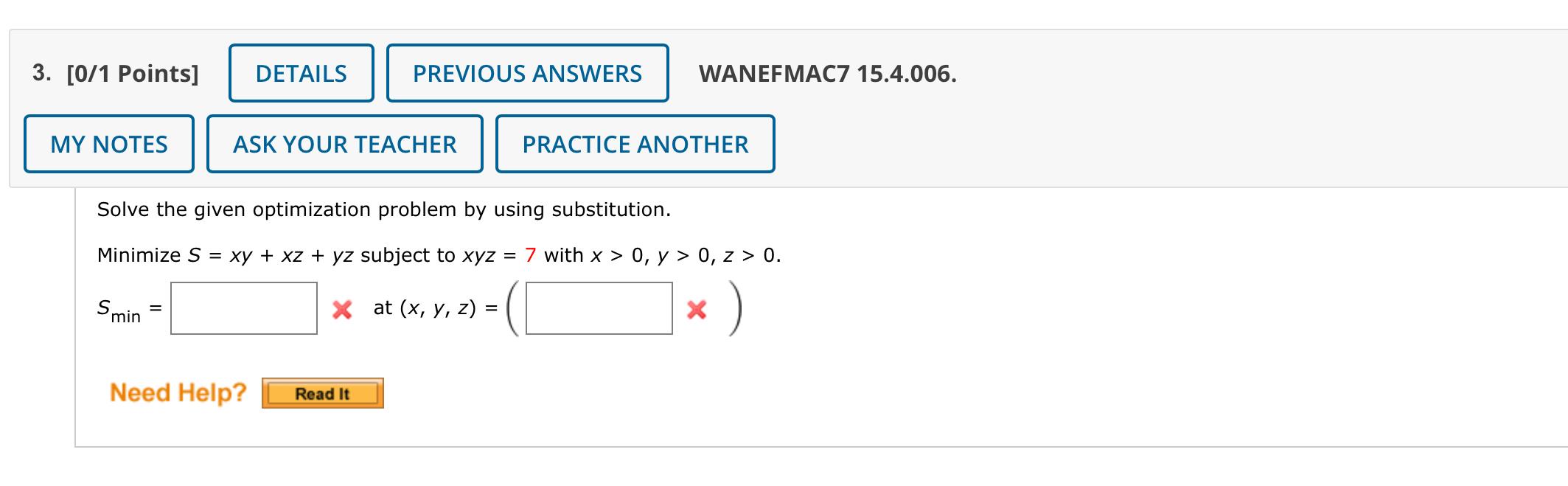 Solved 3. [0/1 Points] DETAILS PREVIOUS ANSWERS WANEFMAC7 | Chegg.com