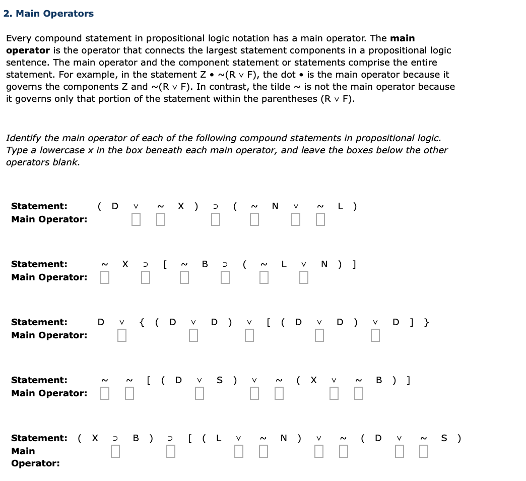 Solved 2. Main Operators Every compound statement in | Chegg.com