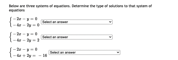 Solved Below Are Three Systems Of Equations. Determine The | Chegg.com