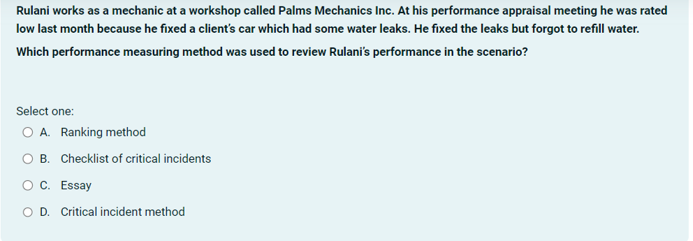 Solved Rulani works as a mechanic at a workshop called Palms | Chegg.com