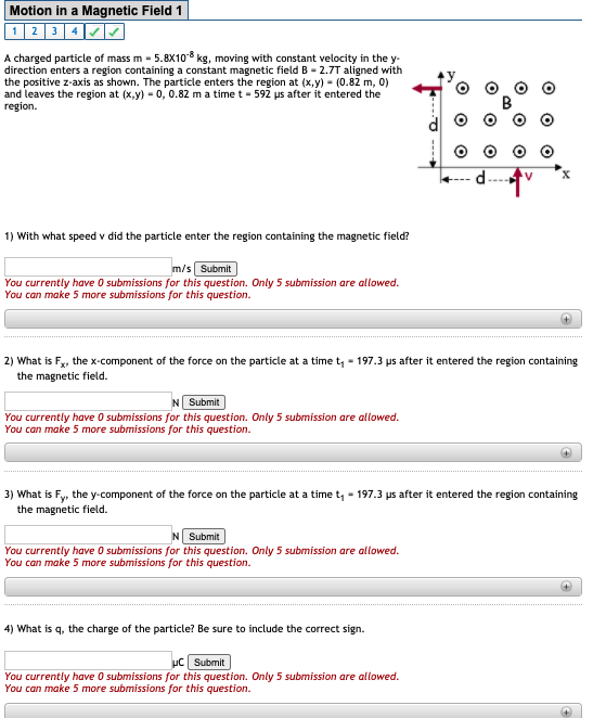 Solved Motion in a Magnetic Field 1 1 2 3 4 A charged | Chegg.com