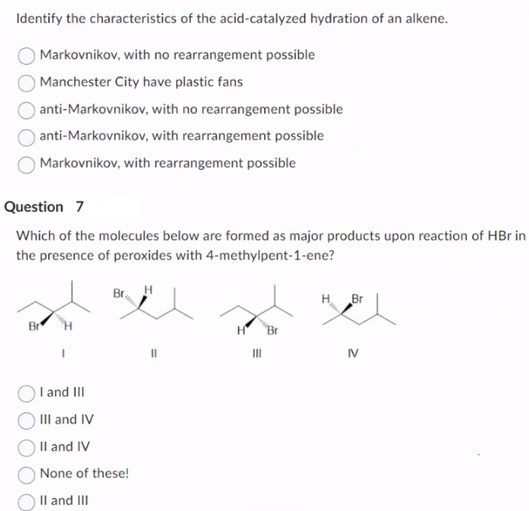 identify the characteristics of the acid catalyzed hydration of an alkene