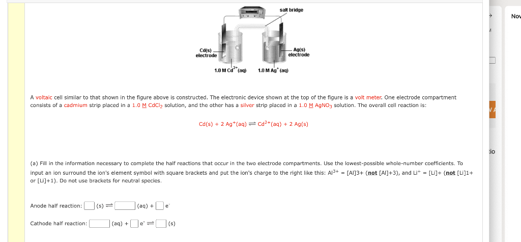 A voltaic cell similar to that shown in the figure | Chegg.com