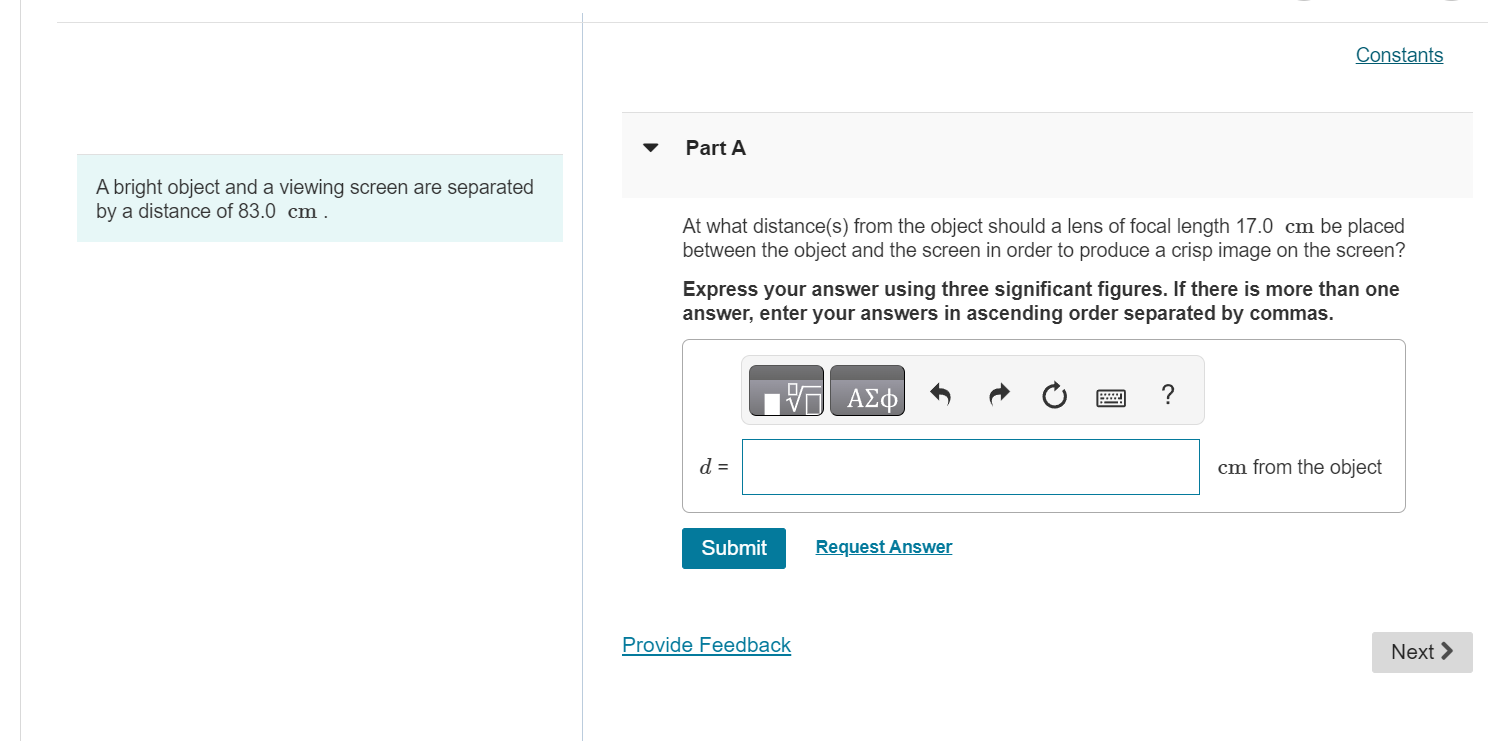 Solved A bright object and a viewing screen are separated by | Chegg.com