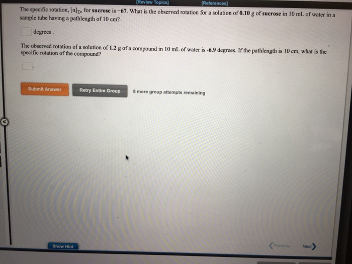 Observed Rotation Solved Problem Solved Revlew Topics) What is the observed rotation for a | Chegg.com