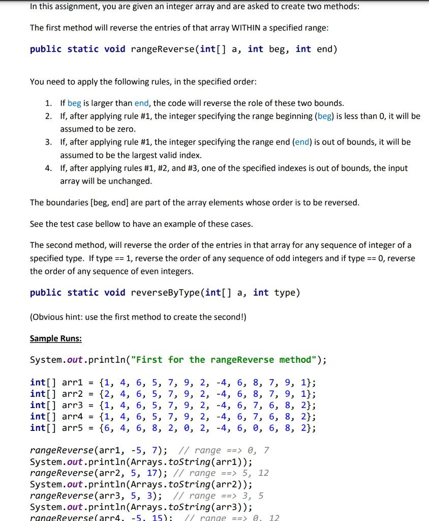 Solved In this assignment, you are given an integer array | Chegg.com