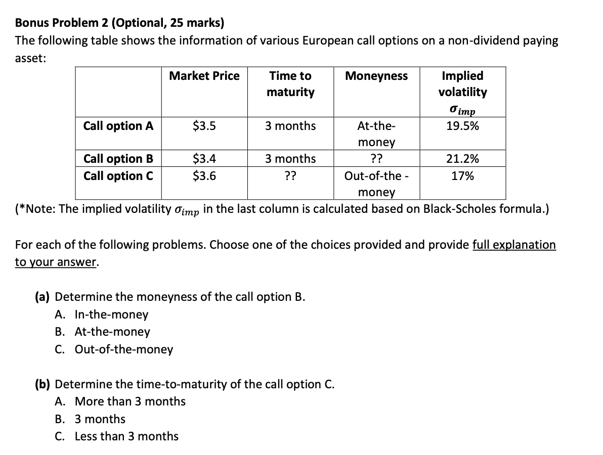 Solved Bonus Problem 2 (Optional, 25 marks) The following | Chegg.com
