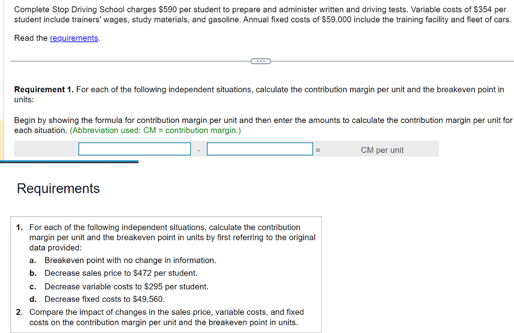Solved Complete Stop Driving School charges 590 per student